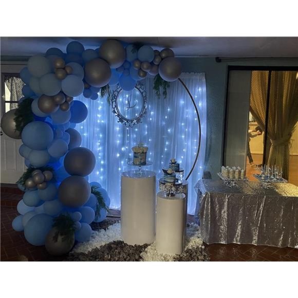 White Tulle BackdropCurtain with Lights String for Parites 10×8ft Sheer Backdrop - Picture 5 of 6